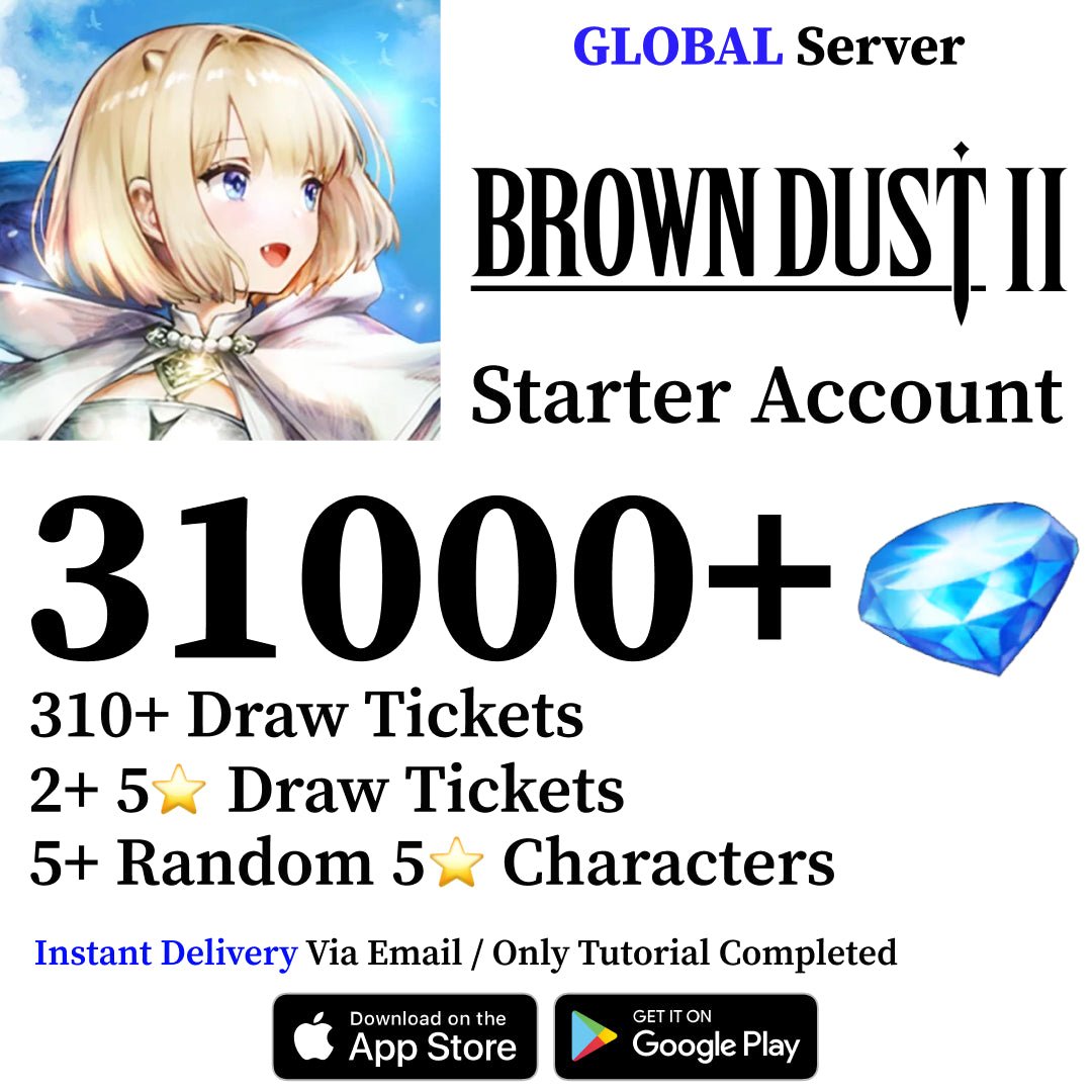 Brown Dust 2 Starter Reroll Account with 31000 Gems [Global] - Genshin Accounts