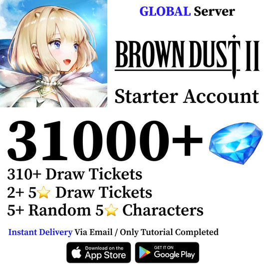 Brown Dust 2 Starter Reroll Account with 31000 Gems [Global] - Genshin Accounts