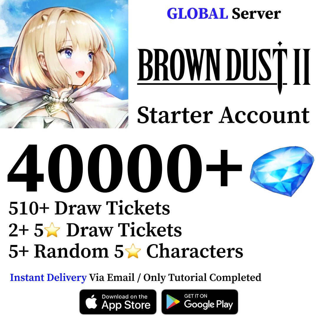 Brown Dust 2 Starter Reroll Account with 40000 Gems [Global] - Genshin Accounts