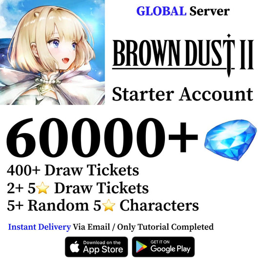 Brown Dust 2 Starter Reroll Account with 60000 Gems [Global] - Genshin Accounts