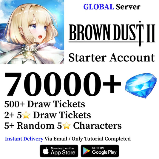 Brown Dust 2 Starter Reroll Account with 70000 Gems [Global] - Genshin Accounts