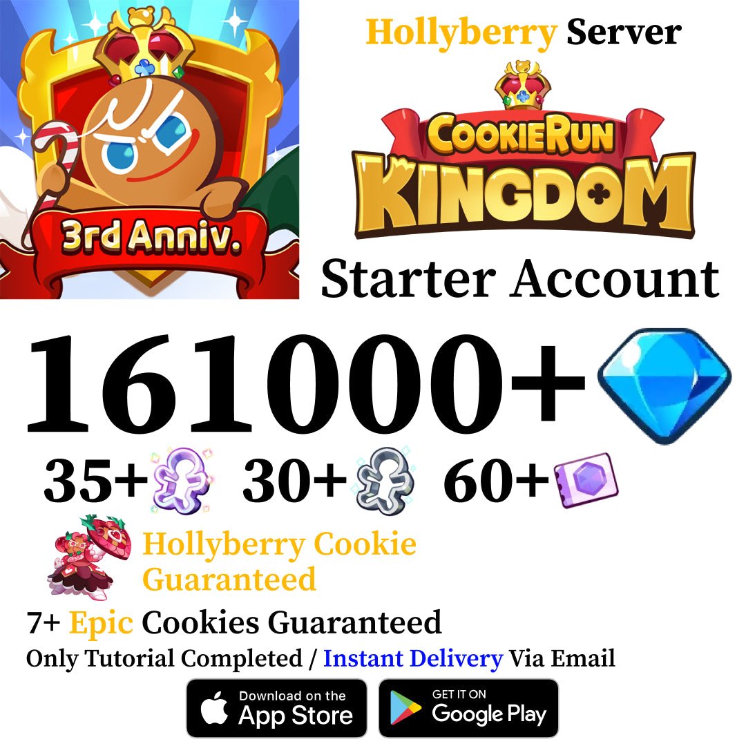 Cookie Run Kingdom Starter Reroll Account with 161,000 Gems [Hollyberry] - Genshin Accounts