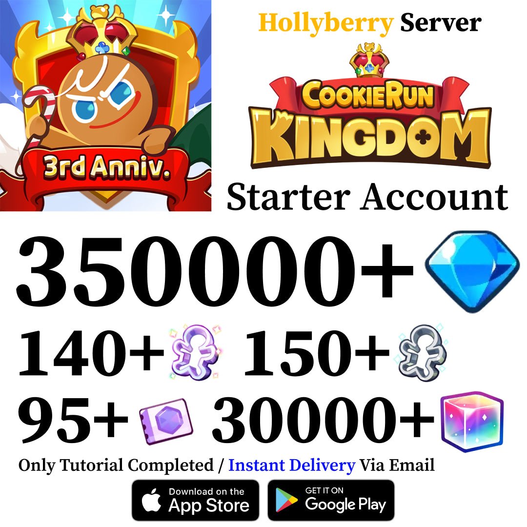 Cookie Run Kingdom Starter Reroll Account with 350,000+ Gems [Hollyberry] - Genshin Accounts