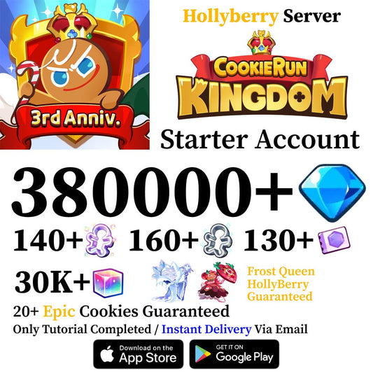 Cookie Run Kingdom Starter Reroll Account with 380,000+ Gems [Hollyberry] - Genshin Accounts