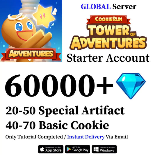 CookieRun: Tower of Adventures Starter Reroll Account with 60000+ Diamonds [GLOBAL] - Genshin Accounts