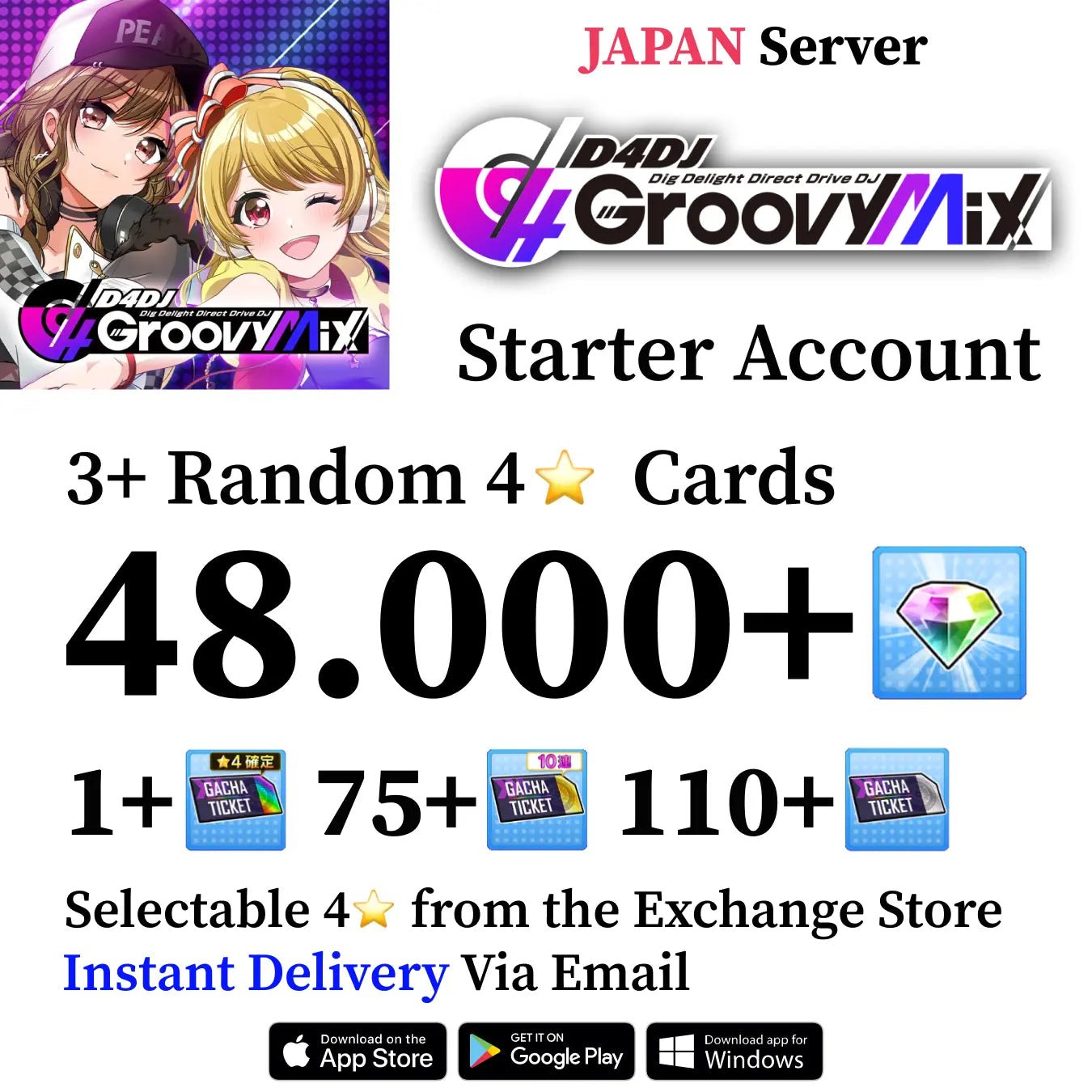 D4DJ Reroll Account 48000+ Gems [BUY 2 GET 3] - Genshin Accounts