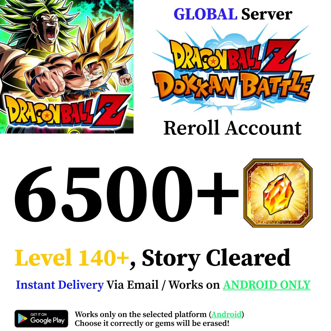 Dragon Ball Z Dokkan Battle Reroll Account [Global - Android] - Genshin Accounts