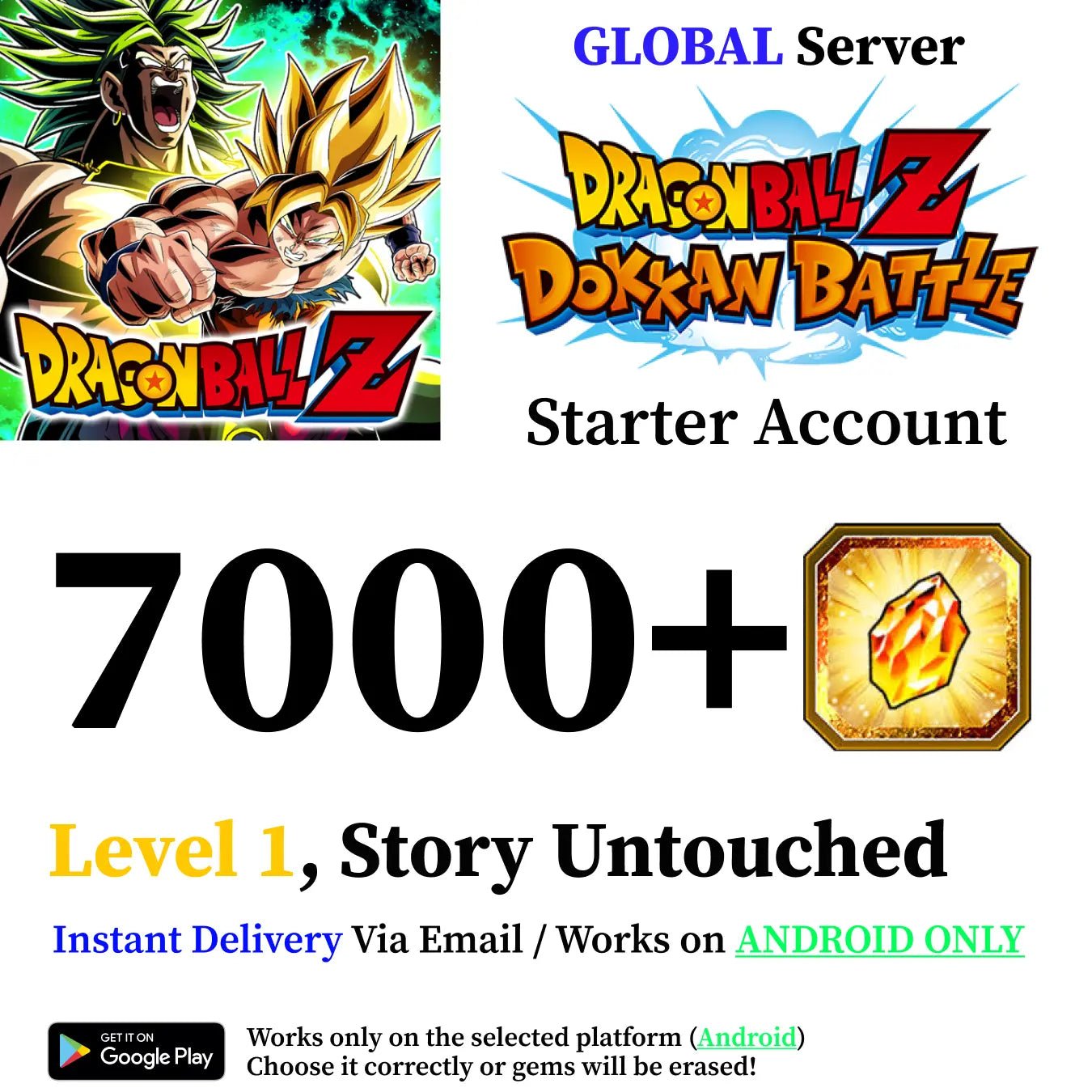 Dragon Ball Z Dokkan Battle Starter Account with 7000+ Dragon Stones [Global - Android] - Genshin Accounts