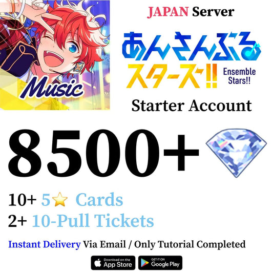 Ensemble Stars Music Enstars Reroll Starter Account with 8500+ Gems [Japan] - Genshin Accounts