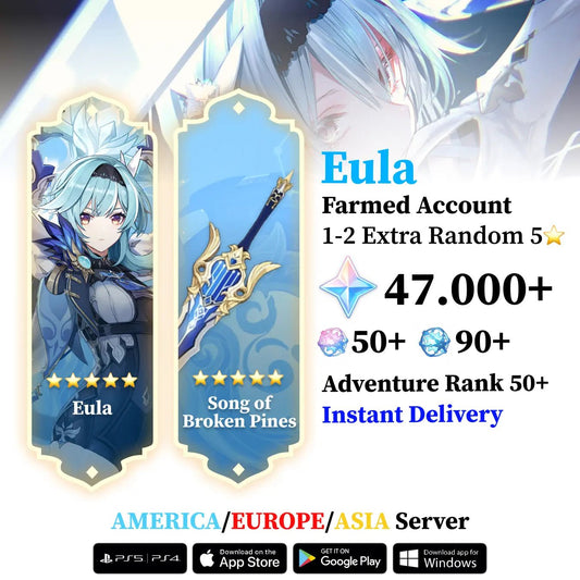 Eula with Signature Weapon and Wishes - Genshin Accounts