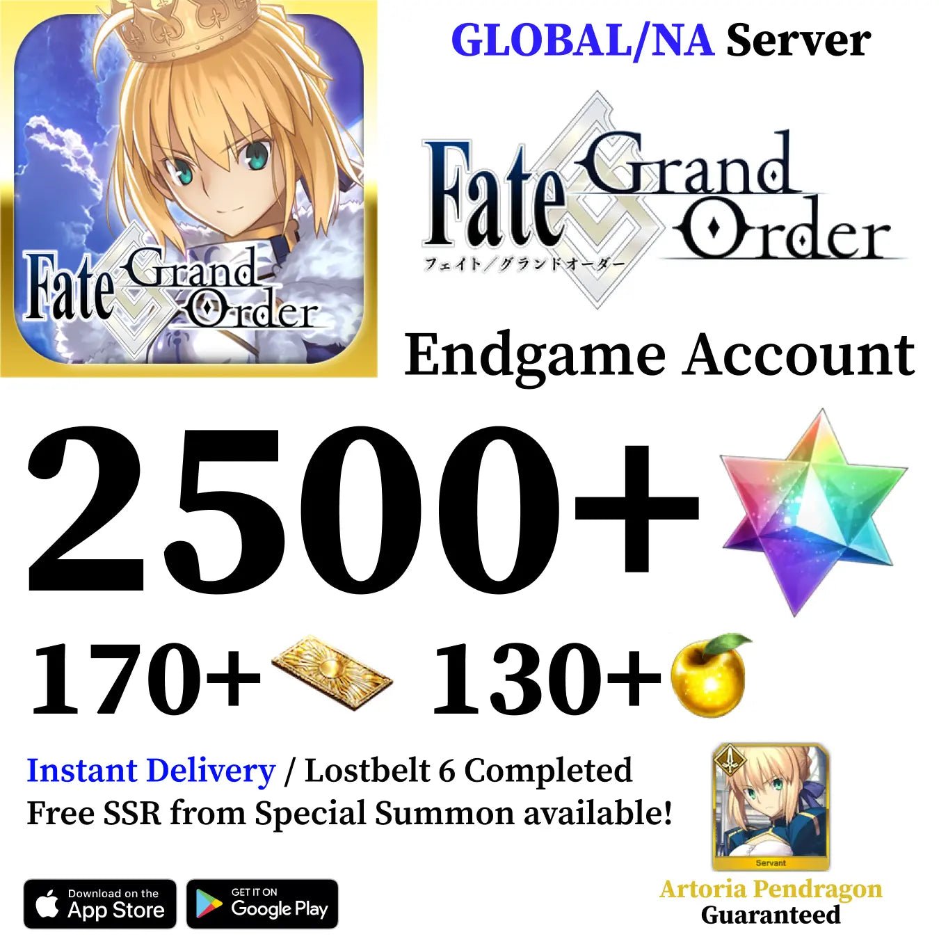 Fate Grand Order Reroll Account with 2450+ SQ [Global] - Genshin Accounts