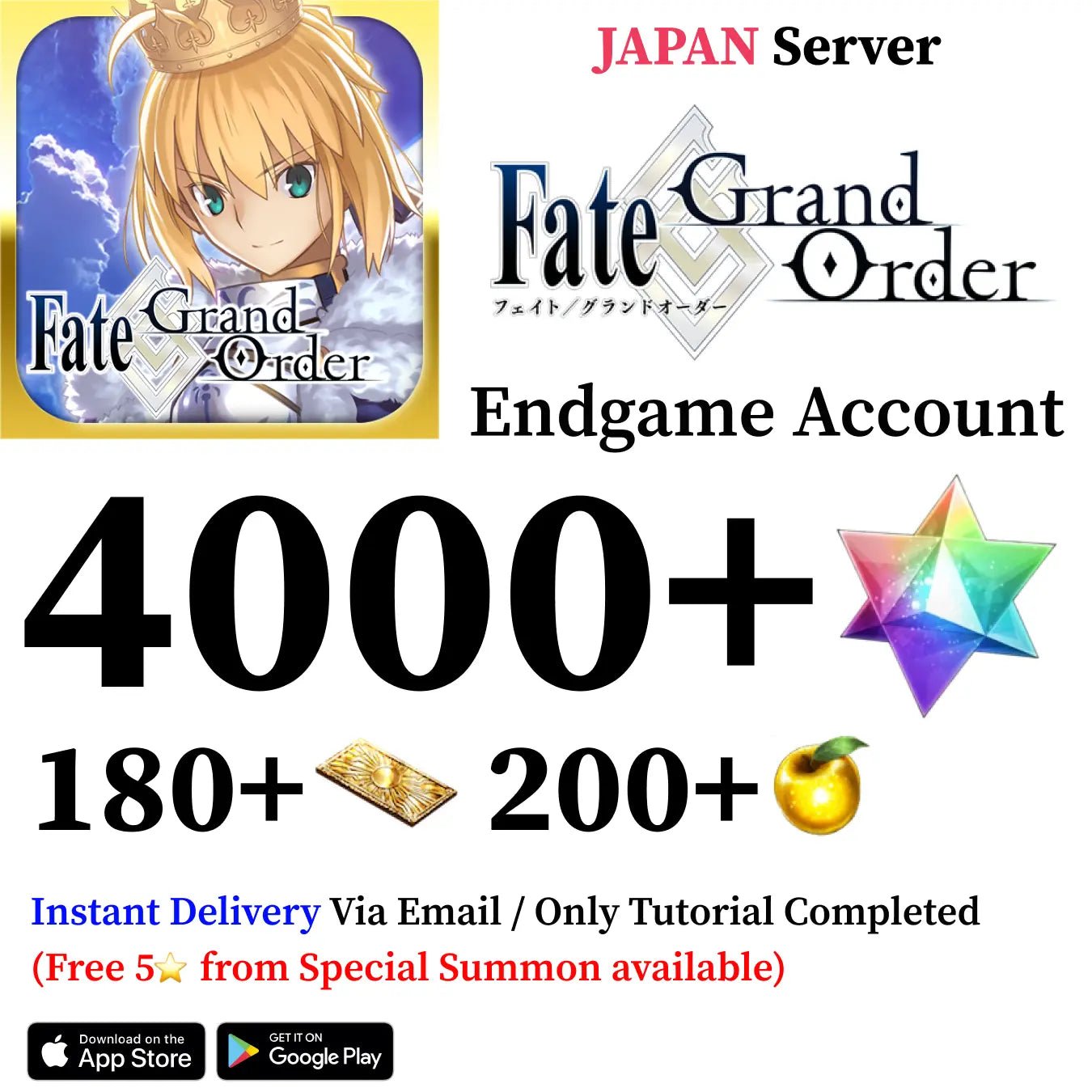 Fate Grand Order Reroll Account with 3850+ SQ [Japan] - Genshin Accounts