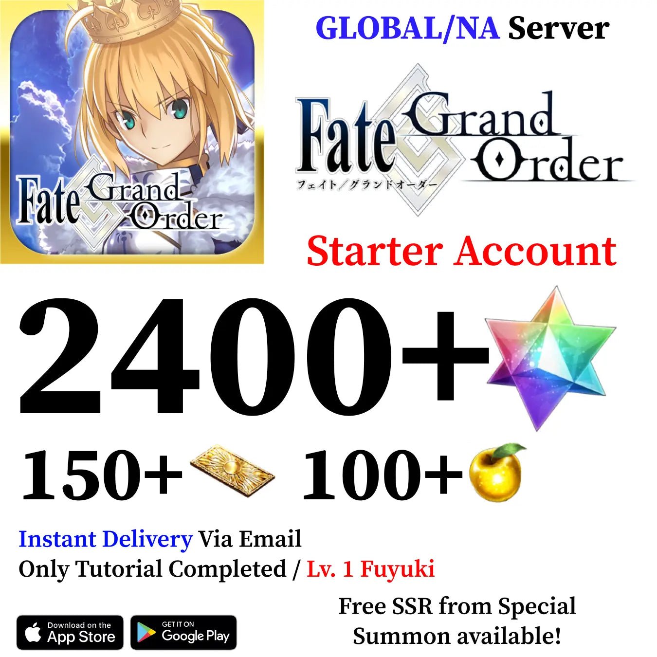 Fate Grand Order Starter Account with 2400+ SQ [Global] - Genshin Accounts