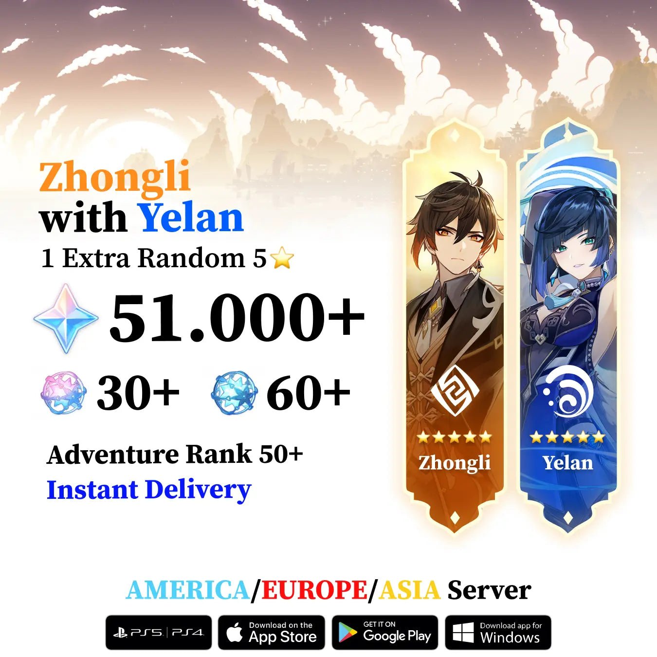 Genshin Reroll Account with Double 5 Star and Wishes - Genshin Accounts