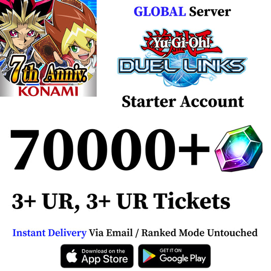 Yu-Gi-Oh! Duel Links Starter Account with 70000+ Gems [Global]