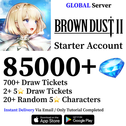 Brown Dust 2 Starter Reroll Account with 85000 Gems [Global]