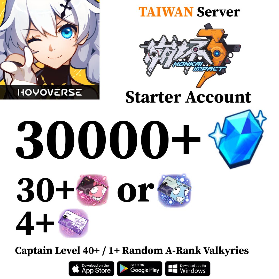 Honkai Impact 3rd Reroll Account with 30000+ Crystals [TAIWAN] - Genshin Accounts