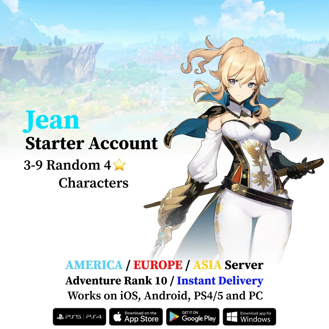 Jean Starter Account - Genshin Accounts