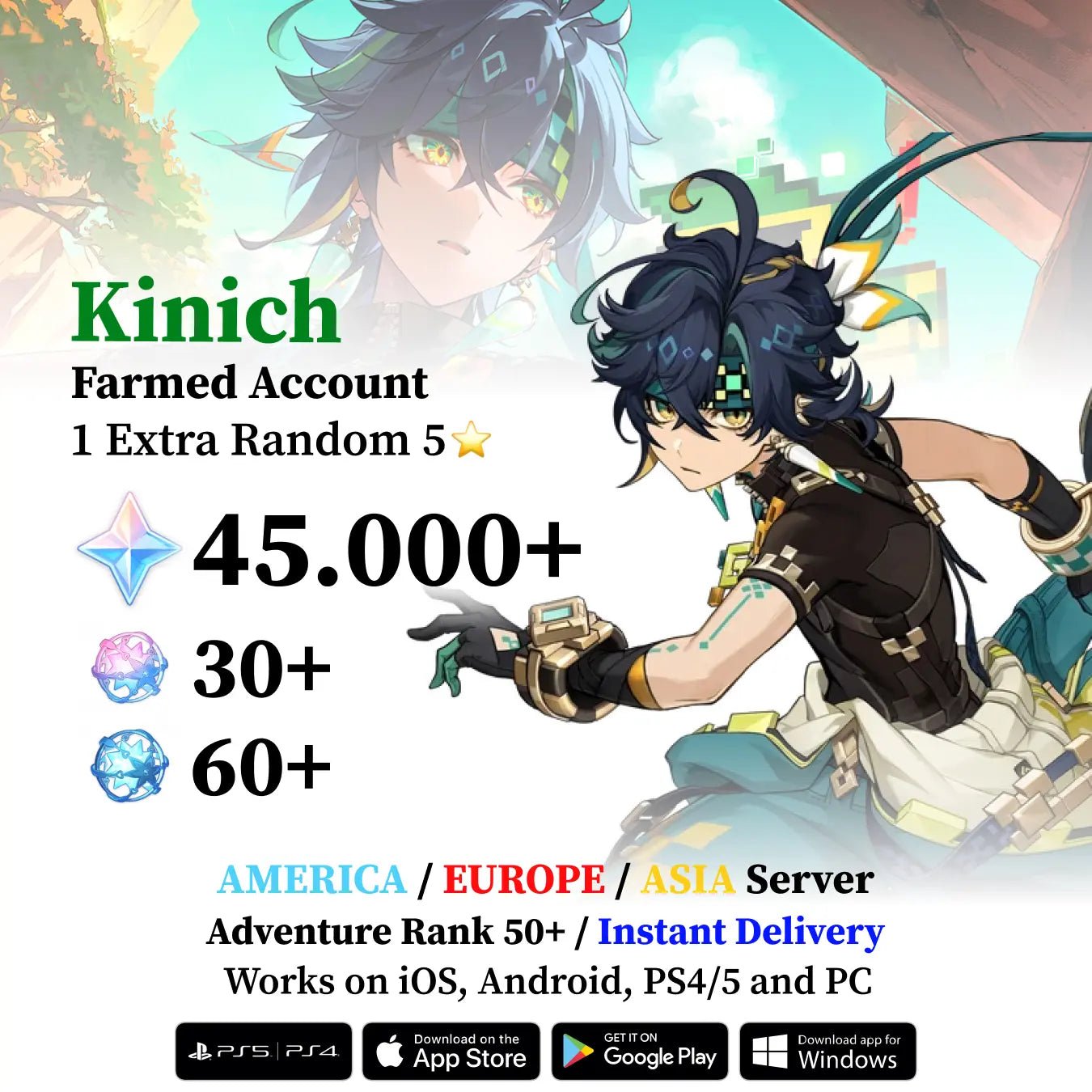 Kinich Reroll Account with Primogems - Genshin Accounts