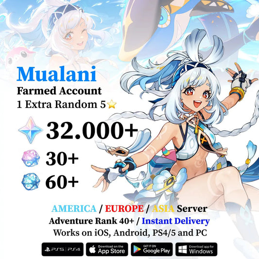 Mualani Reroll Account with 30.000 Primogems - Genshin Accounts