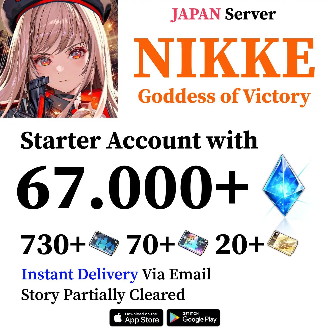 NIKKE Starter Reroll Account 67000+ Gems [JAPAN] - Genshin Accounts