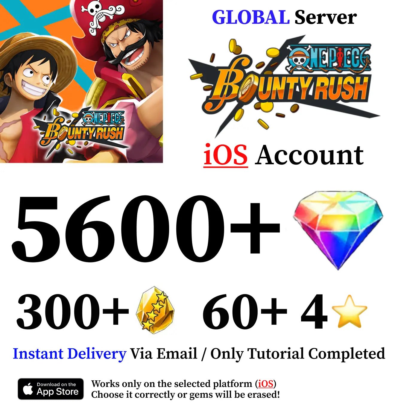 One Piece Bounty Rush Starter Reroll Account [Global - iOS] - Genshin Accounts