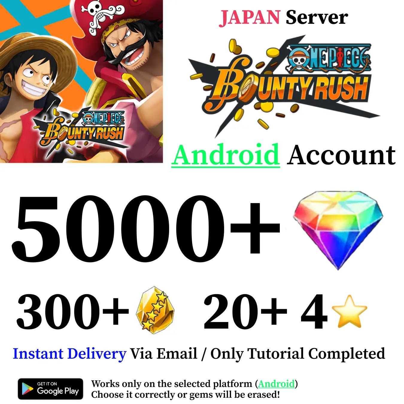 One Piece Bounty Rush Starter Reroll Account [Japan - Android] - Genshin Accounts