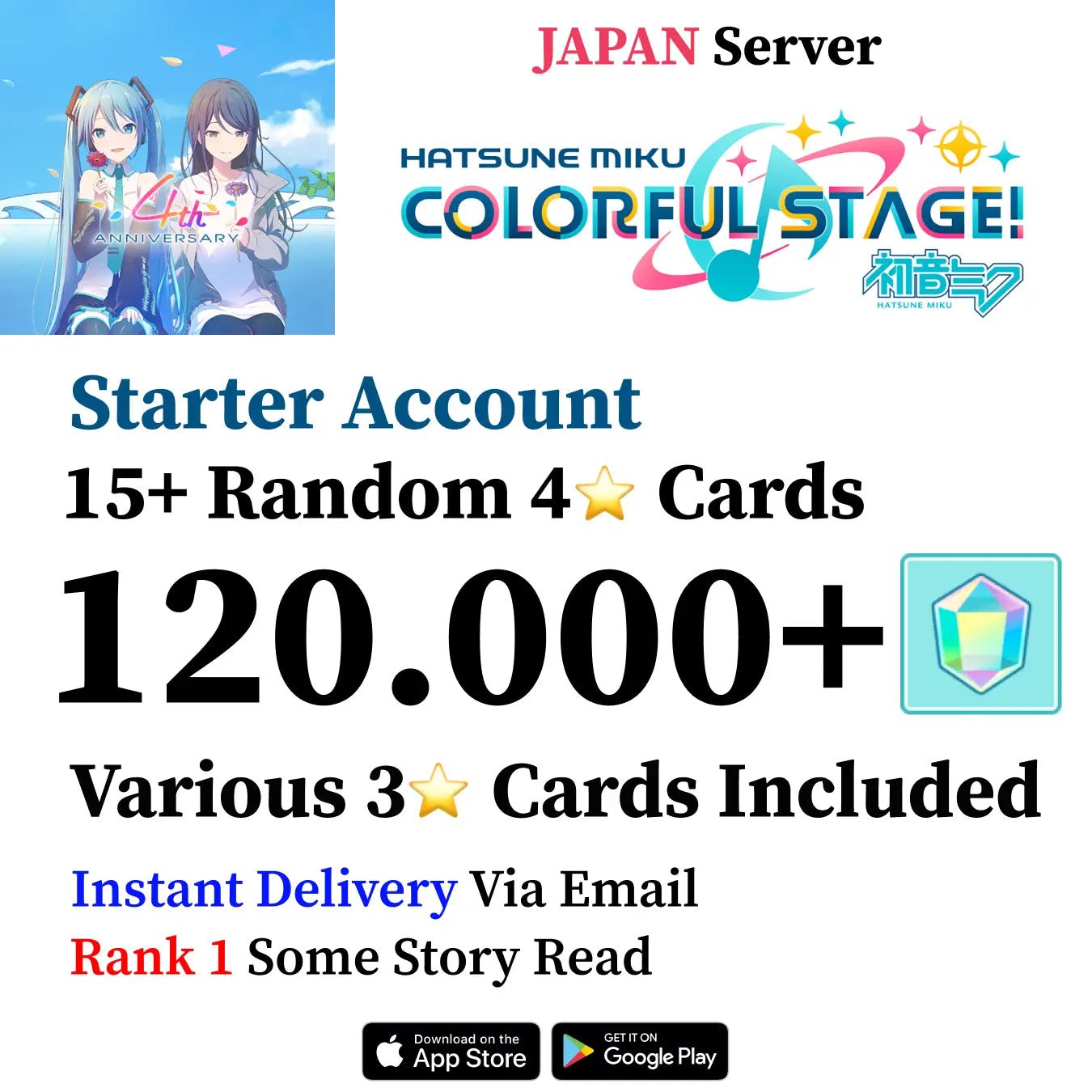 Project Sekai Reroll Account with 120,000+ Gems [JAPAN] - Genshin Accounts