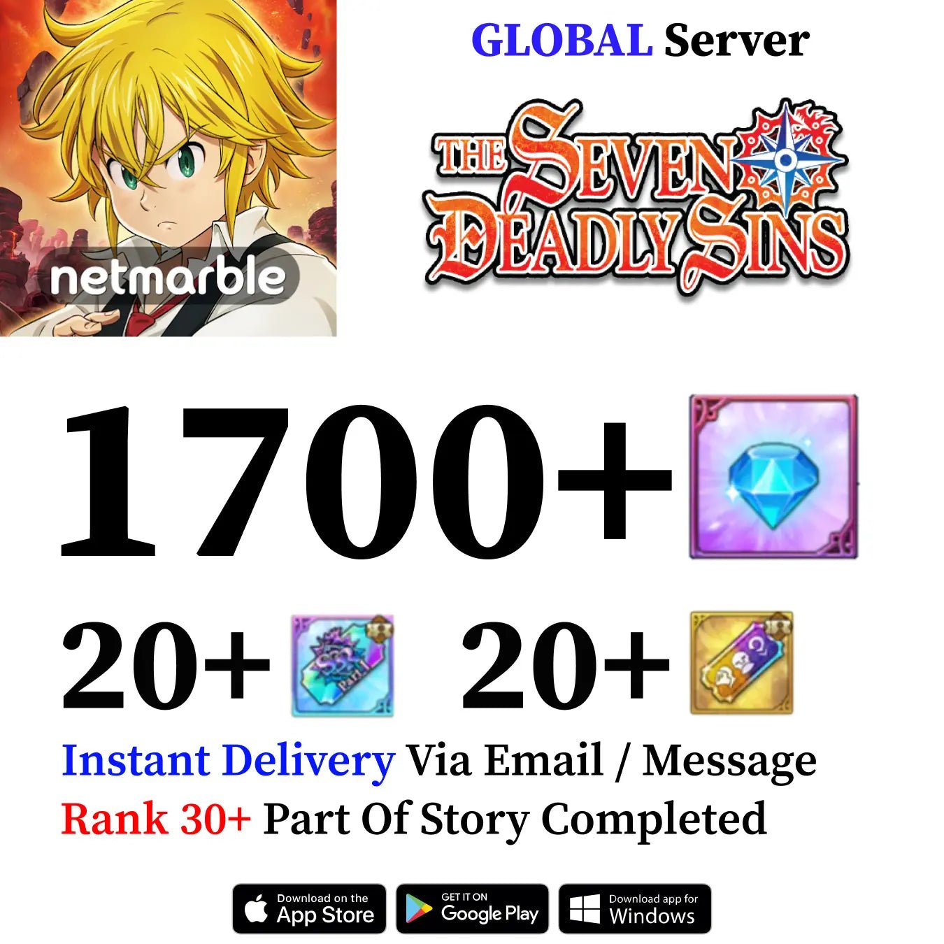 Seven Deadly Sins Grand Cross Account with 1700+ Diamonds [Global] - Genshin Accounts