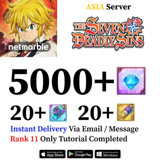 Seven Deadly Sins Grand Cross Account with 5000+ Diamonds [Asia] - Genshin Accounts