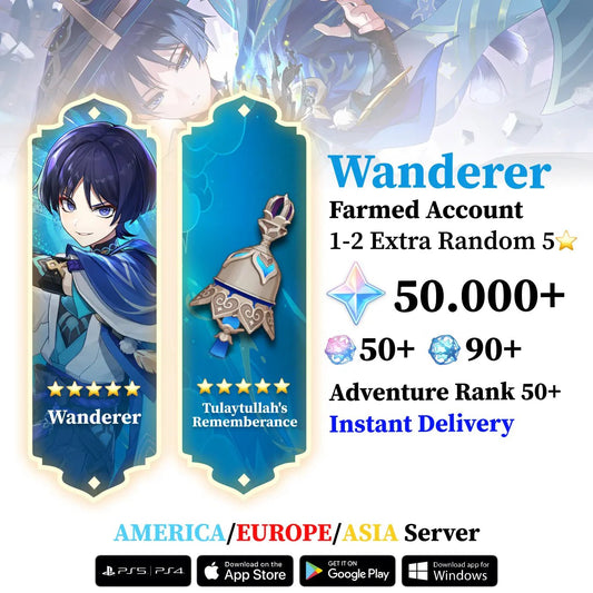 Wanderer with Signature Weapon and Wishes - Genshin Accounts