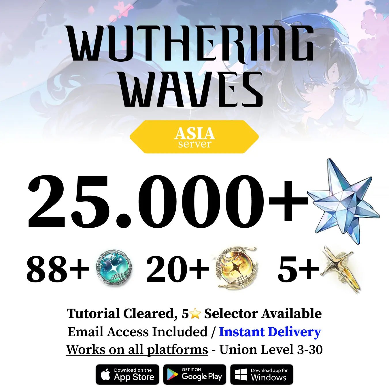 Wuthering Waves Reroll Account with Gems [Asia] - Genshin Accounts