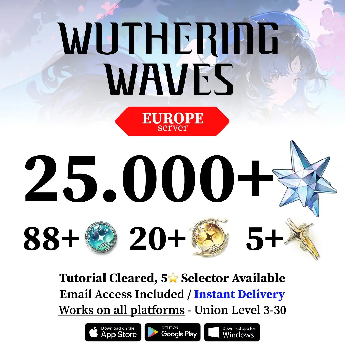 Wuthering Waves Reroll Account with Gems [Europe] - Genshin Accounts