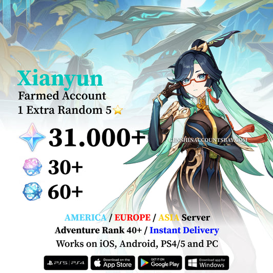 Xianyun Reroll Account with 30.000 Primogems