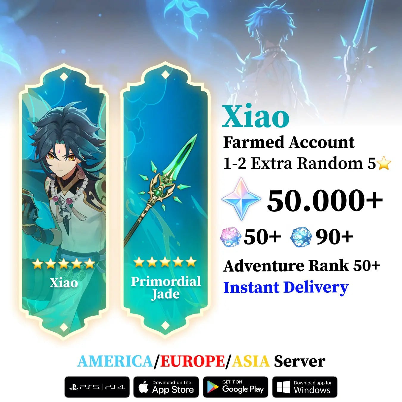 Xiao with Signature Weapon and Wishes - Genshin Accounts