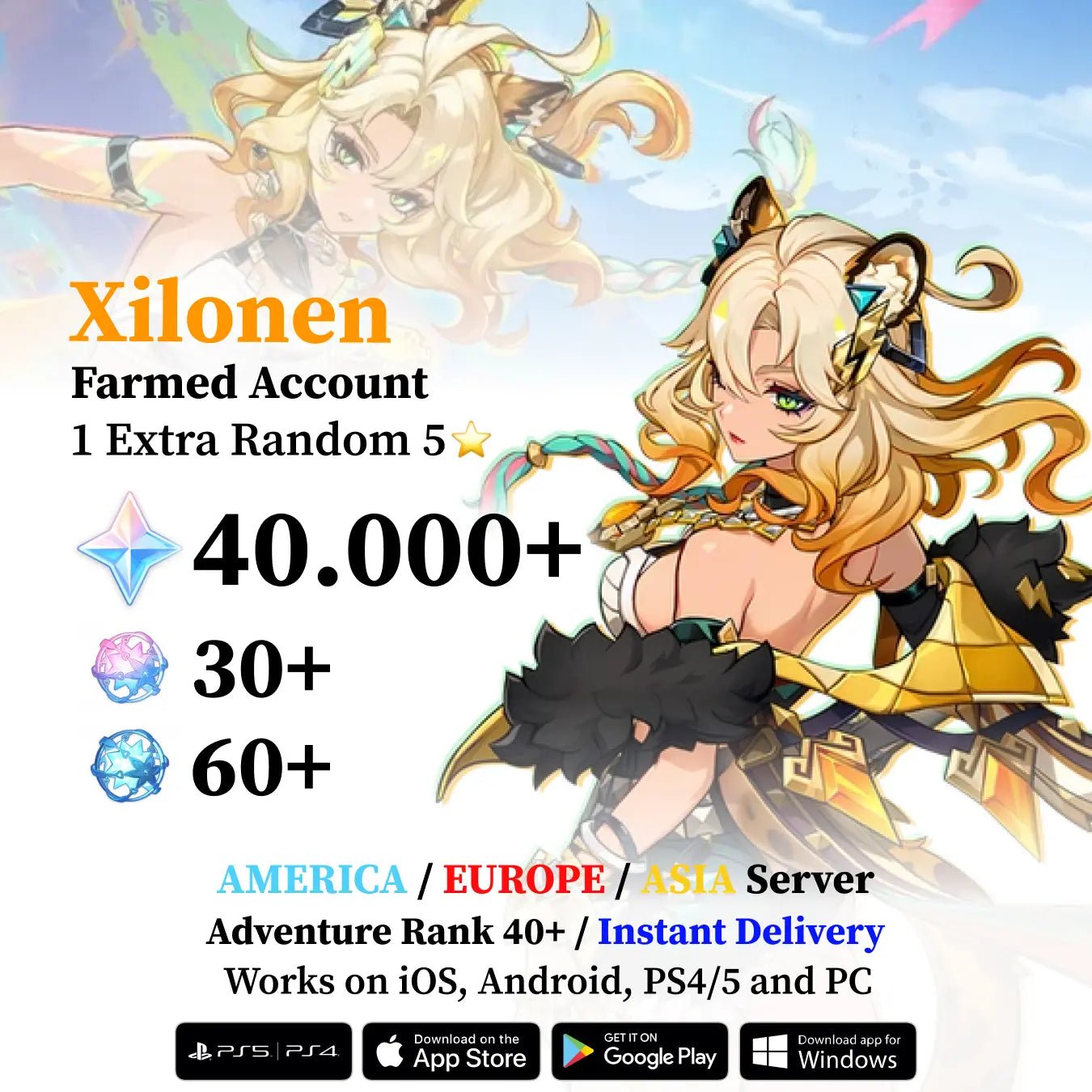 Xilonen Reroll Account with Primogems - Genshin Accounts