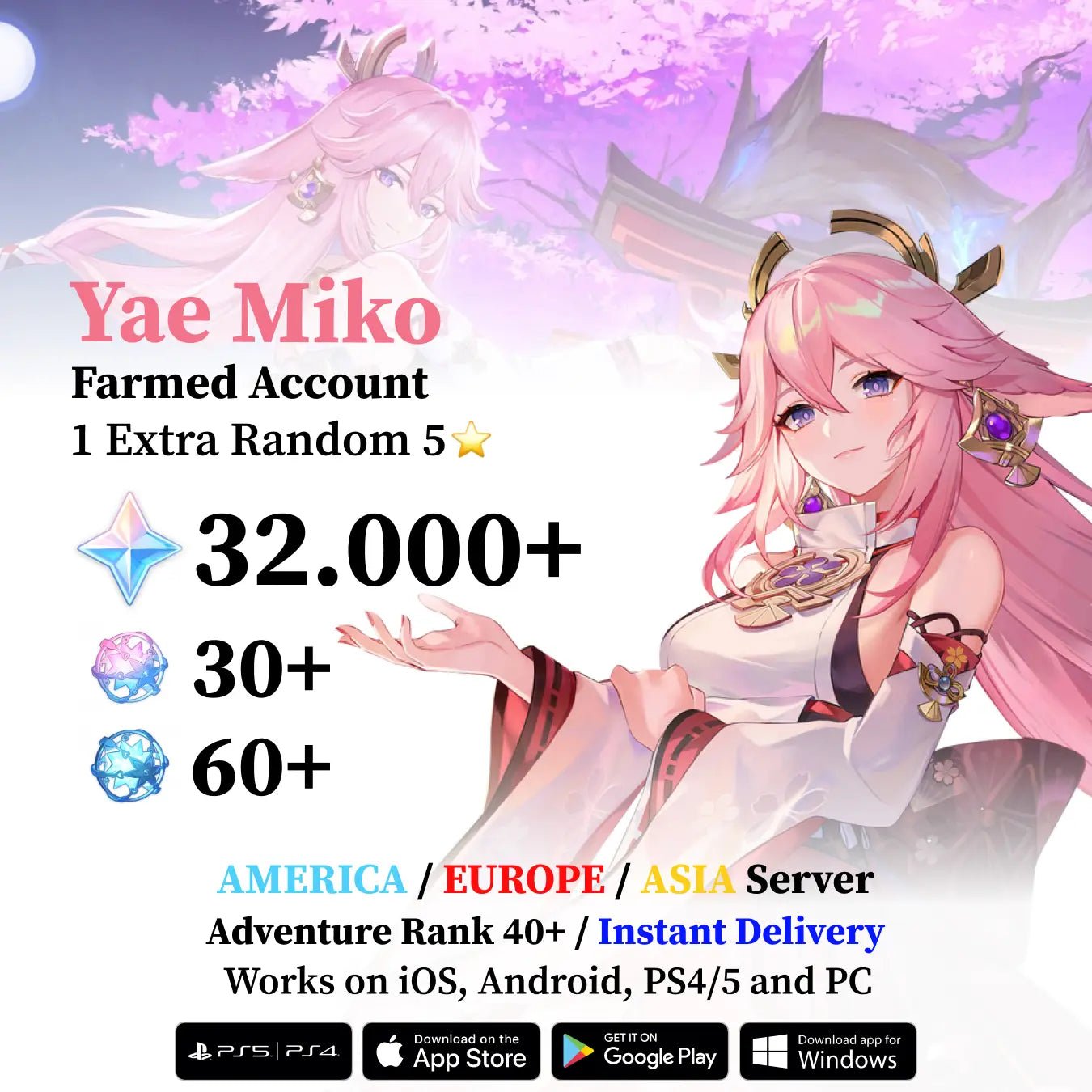 Yae Miko Reroll Account with 30.000 Primogems - Genshin Accounts