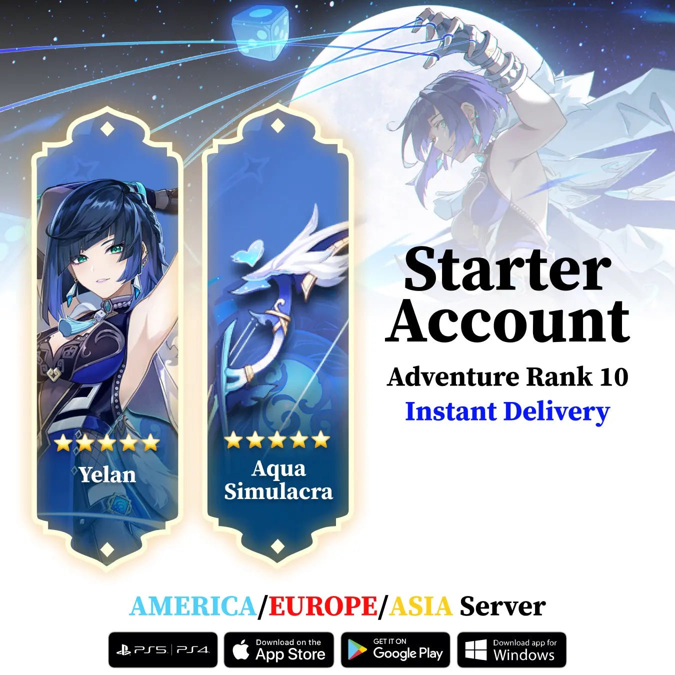 Yelan with Aqua Simulacra - Genshin Reroll Account - Genshin Accounts