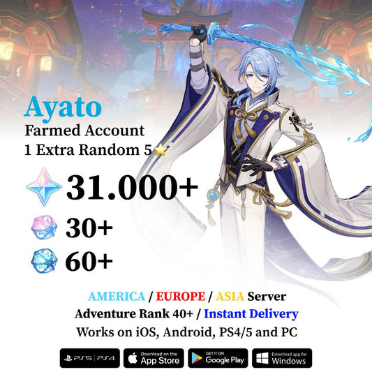 Ayato Reroll Account with 30.000 Primogems