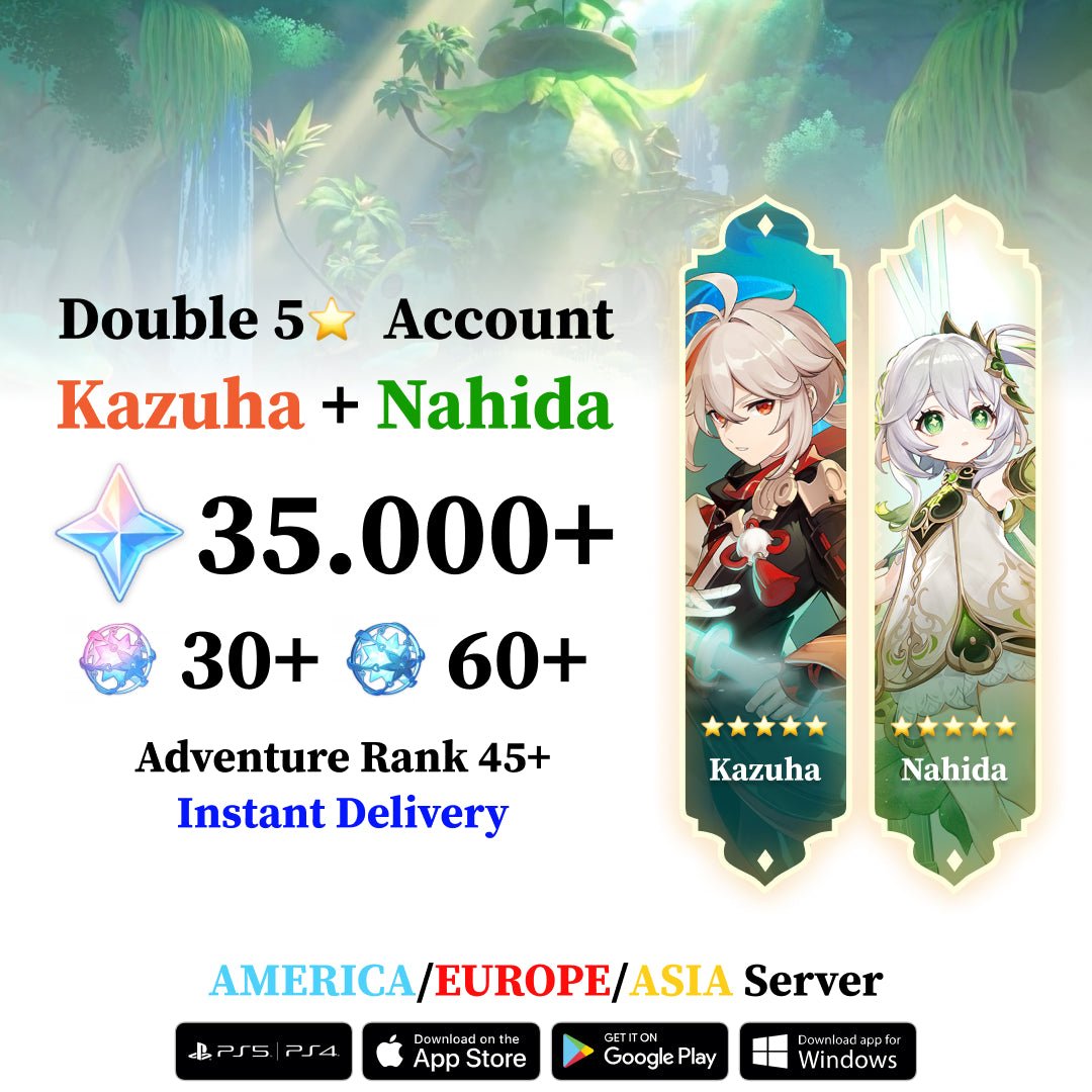 Genshin Starter Account with 30.000 Primogems and 5 Star