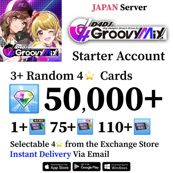 D4DJ Groovy Mix Reroll Account with 50,000+ Gems [Japan]