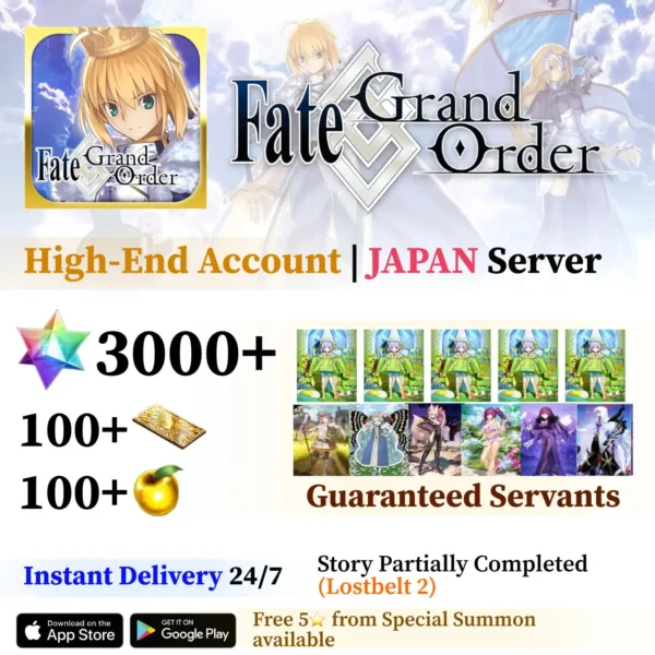 Fate/Grand Order High-End Account with 3000+ SQ [Japan]