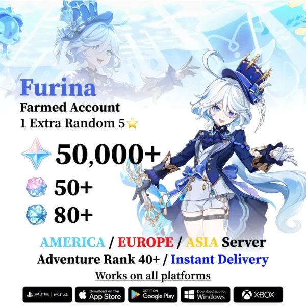 Furina Genshin Impact Reroll Account with Primogems