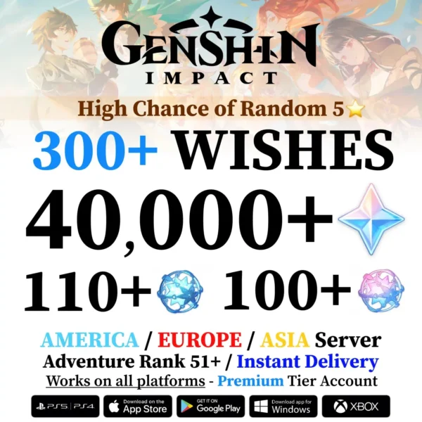 Genshin Impact Account with 40,000-80,000+ Primogems