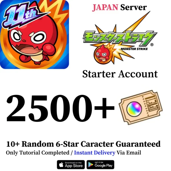 Monster Strike Starter Account with 2,500+ Orbs [Japan]