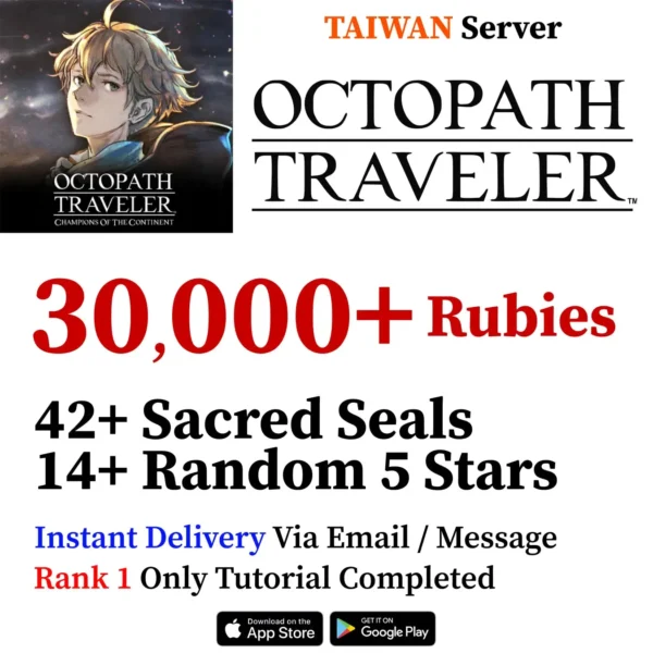 9S Octopath Traveler CotC Starter Account with Rubies [Taiwan]