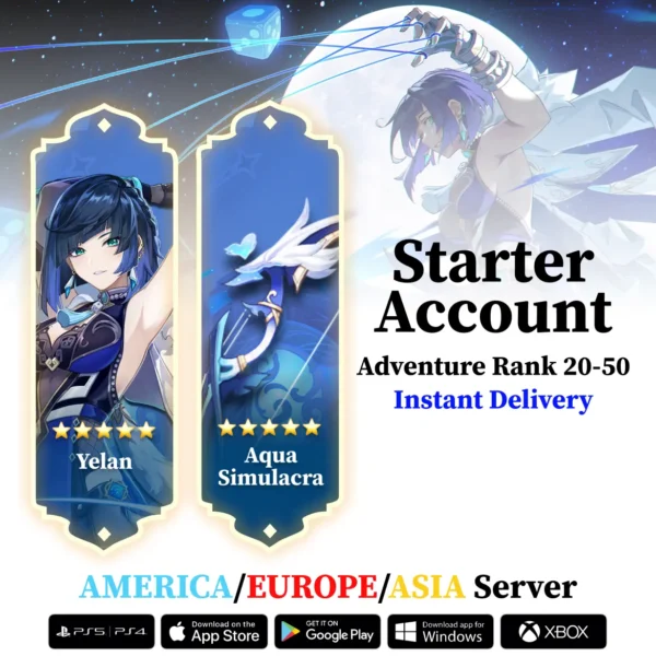 Yelan with Aqua Simulacra, Genshin Impact Reroll Account