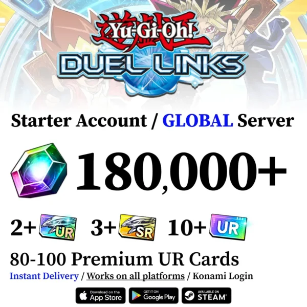 Yu-Gi-Oh! Duel Links Starter Account with 180,000+ Gems [Global]