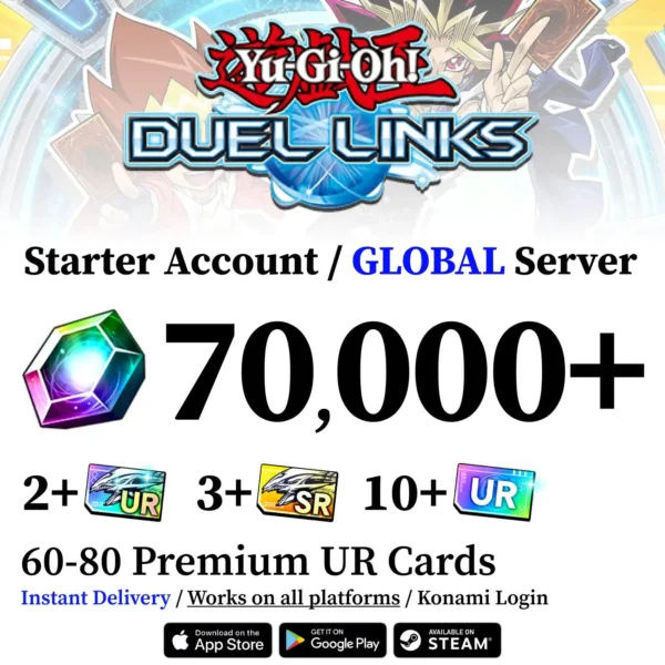 Yu-Gi-Oh! Duel Links Starter Account with 70,000+ Gems [Global]