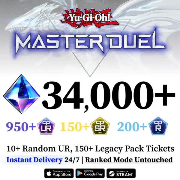 Yu-Gi-Oh! Master Duel Starter Account with 34,000+ Gems [Global]